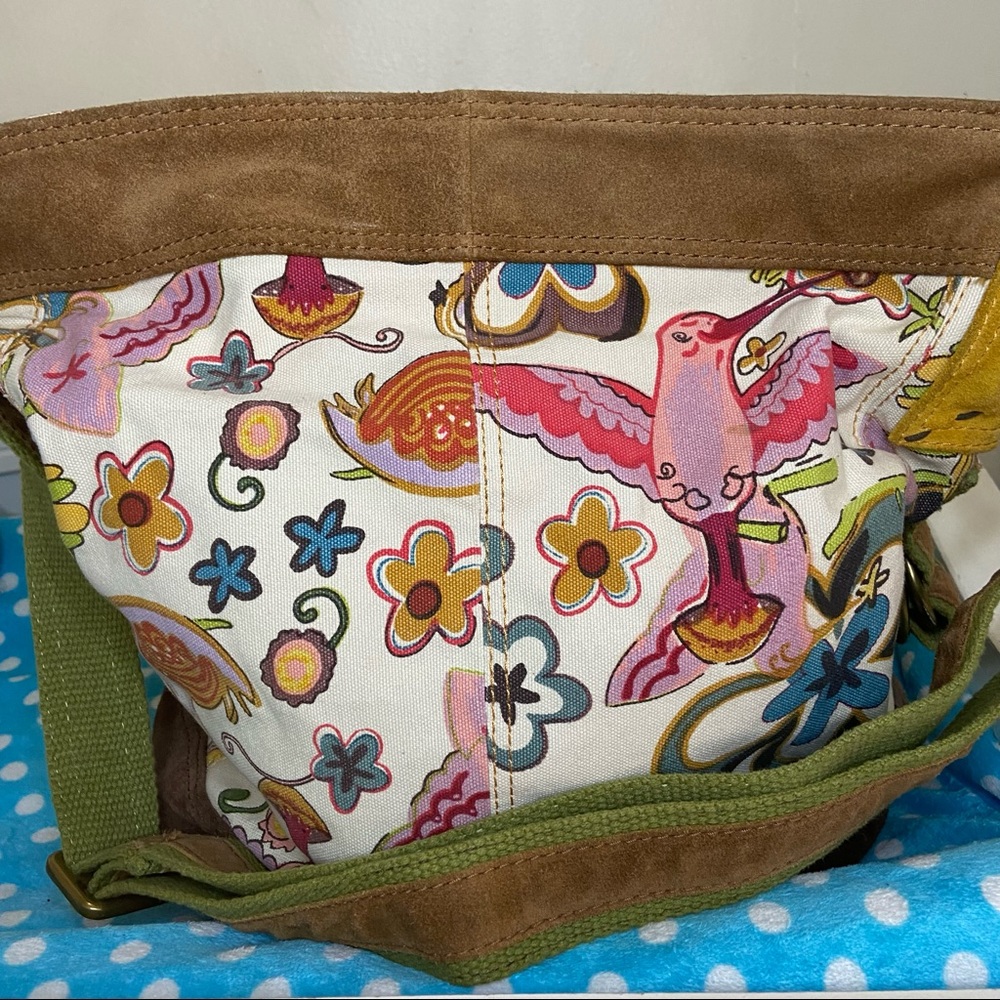 Lucky Brand Runaway Canvas Floral Bird Crossbody